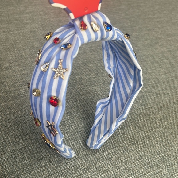 Piper K Stars and Stripes Jeweled Blue Knotted Patriotic Red White Headband - Picture 1 of 10